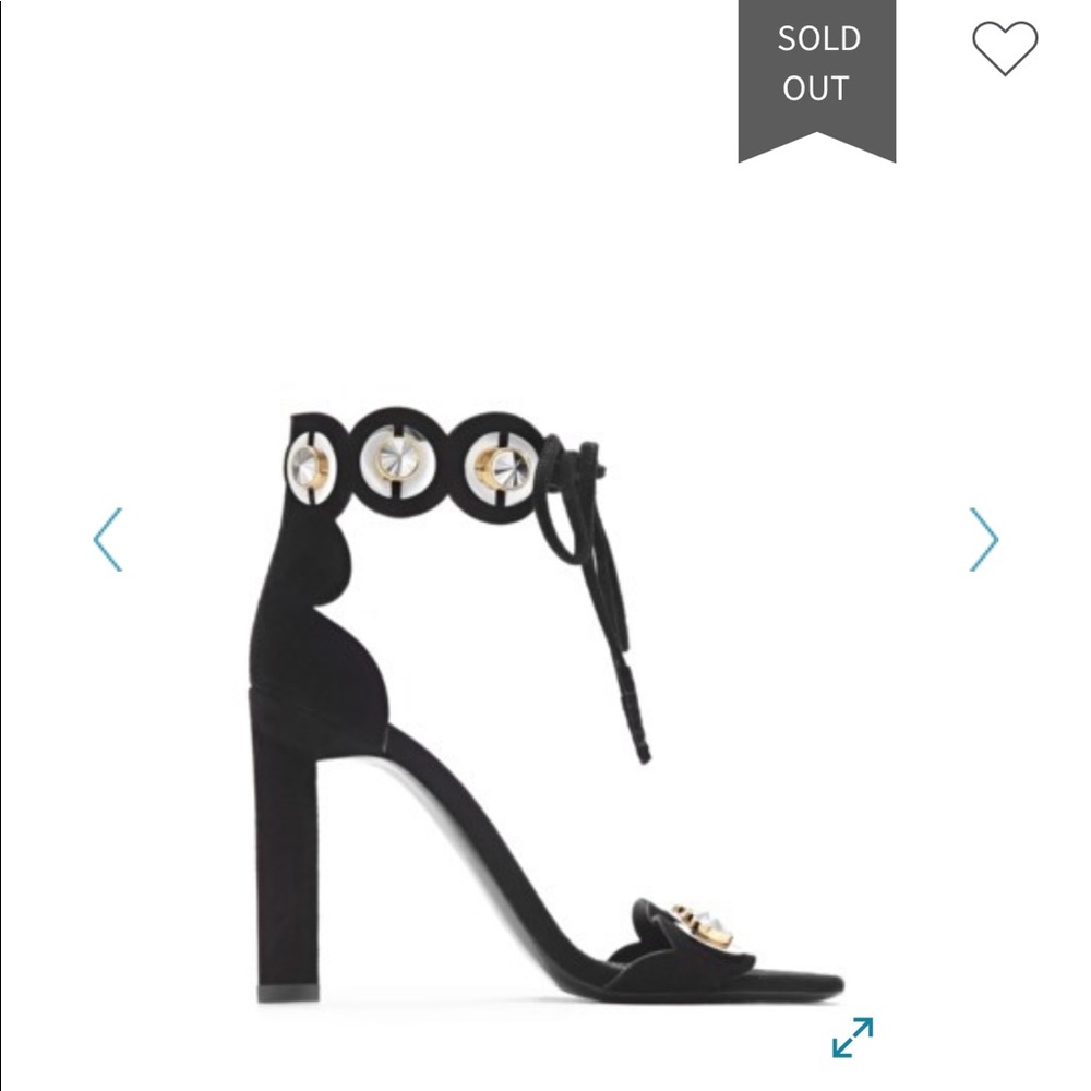 MERCEDES CASTILLO, SUEDE GOLD STUDDED SANDALS. 9.5